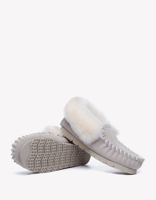 Australian Shepherd UGG Ankle Slippers Unisex Popo Premium Sheepskin Moccasins-Slippers-PEROZ Accessories