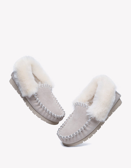 Australian Shepherd UGG Ankle Slippers Unisex Popo Premium Sheepskin Moccasins-Slippers-PEROZ Accessories