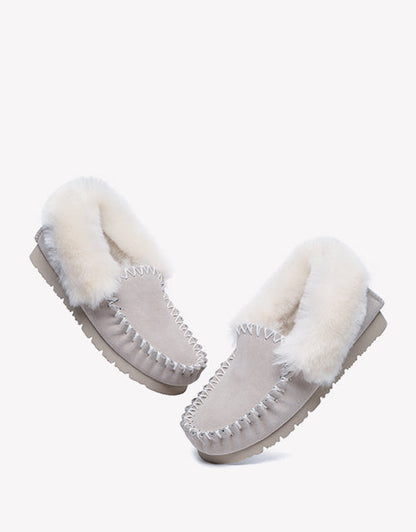 Australian Shepherd UGG Ankle Slippers Unisex Popo Premium Sheepskin Moccasins-Slippers-PEROZ Accessories