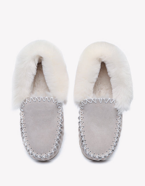 Australian Shepherd UGG Ankle Slippers Unisex Popo Premium Sheepskin Moccasins-Slippers-PEROZ Accessories