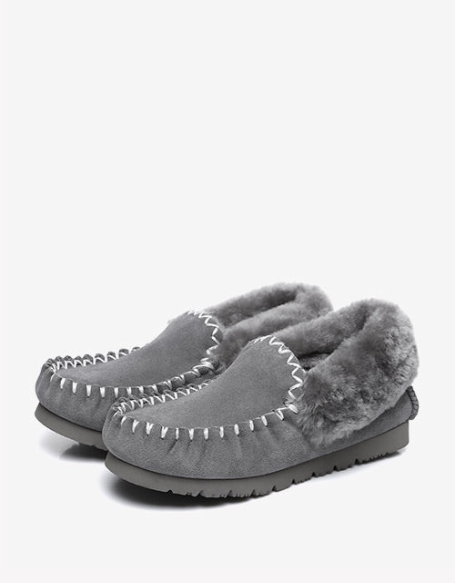 Australian Shepherd UGG Ankle Slippers Unisex Popo Premium Sheepskin Moccasins-Slippers-PEROZ Accessories