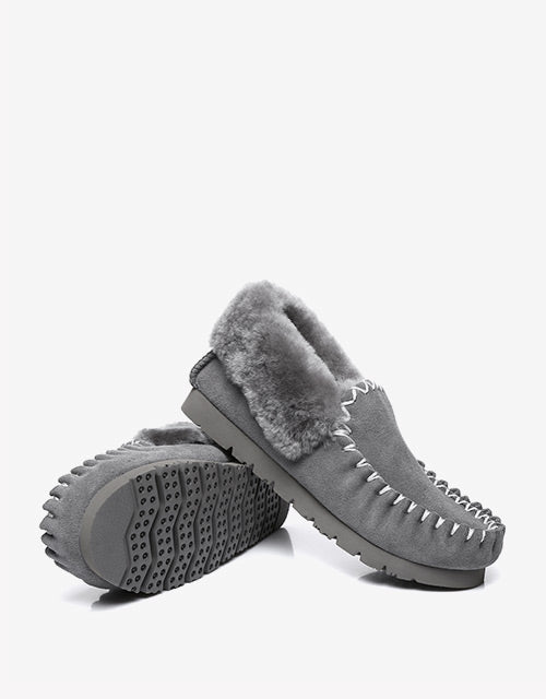 Australian Shepherd UGG Ankle Slippers Unisex Popo Premium Sheepskin Moccasins-Slippers-PEROZ Accessories