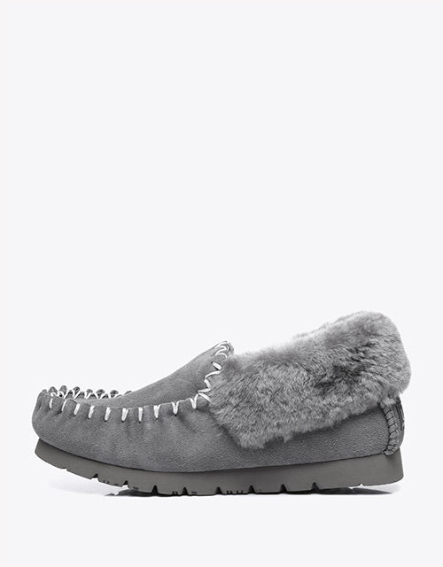 Australian Shepherd UGG Ankle Slippers Unisex Popo Premium Sheepskin Moccasins-Slippers-PEROZ Accessories