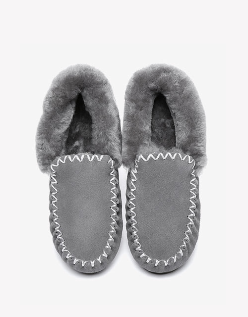 Australian Shepherd UGG Ankle Slippers Unisex Popo Premium Sheepskin Moccasins-Slippers-PEROZ Accessories