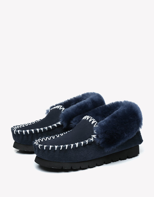 Australian Shepherd UGG Ankle Slippers Unisex Popo Premium Sheepskin Moccasins-Slippers-PEROZ Accessories