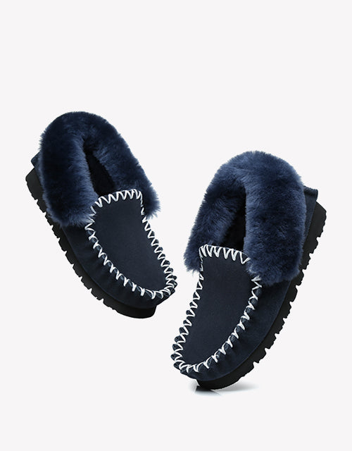 Australian Shepherd UGG Ankle Slippers Unisex Popo Premium Sheepskin Moccasins-Slippers-PEROZ Accessories