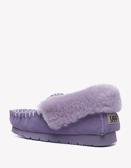 Australian Shepherd UGG Ankle Slippers Unisex Popo Premium Sheepskin Moccasins-Slippers-PEROZ Accessories
