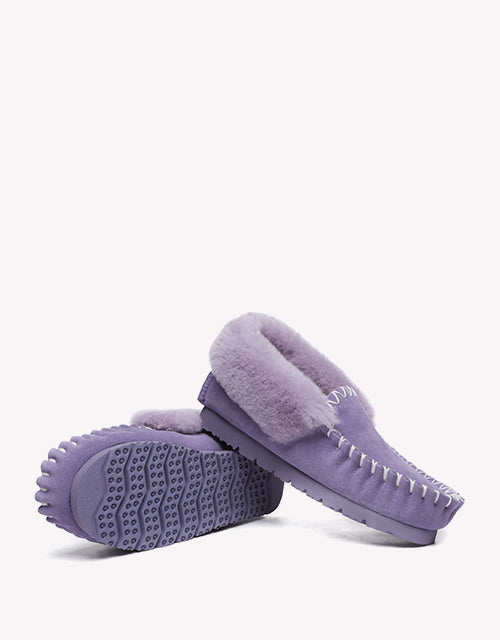 Australian Shepherd UGG Ankle Slippers Unisex Popo Premium Sheepskin Moccasins-Slippers-PEROZ Accessories