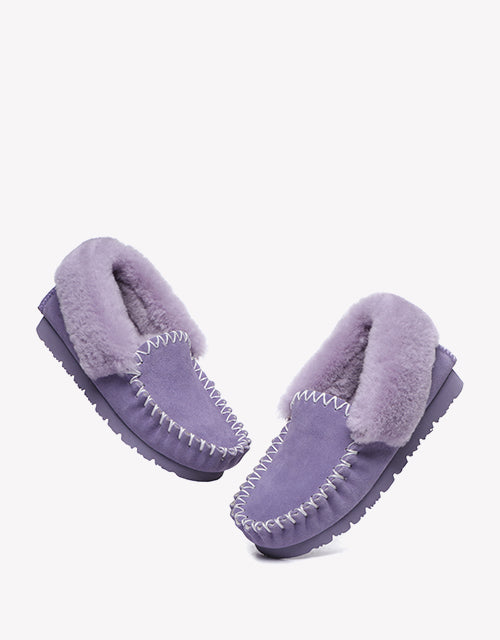 Australian Shepherd UGG Ankle Slippers Unisex Popo Premium Sheepskin Moccasins-Slippers-PEROZ Accessories