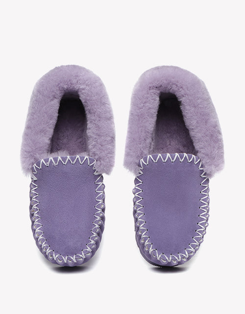 Australian Shepherd UGG Ankle Slippers Unisex Popo Premium Sheepskin Moccasins-Slippers-PEROZ Accessories