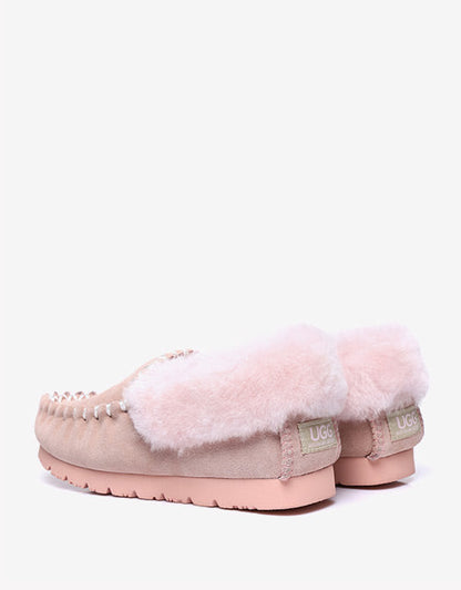 Australian Shepherd UGG Ankle Slippers Unisex Popo Premium Sheepskin Moccasins-Slippers-PEROZ Accessories