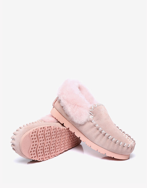 Australian Shepherd UGG Ankle Slippers Unisex Popo Premium Sheepskin Moccasins-Slippers-PEROZ Accessories