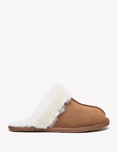 Australian Shepherd Premium Sheepskin Wool Unisex Scuff Ugg Slippers Rosa Water Resistant-Slippers-PEROZ Accessories