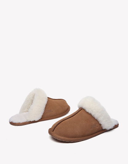 Australian Shepherd Premium Sheepskin Wool Unisex Scuff Ugg Slippers Rosa Water Resistant-Slippers-PEROZ Accessories