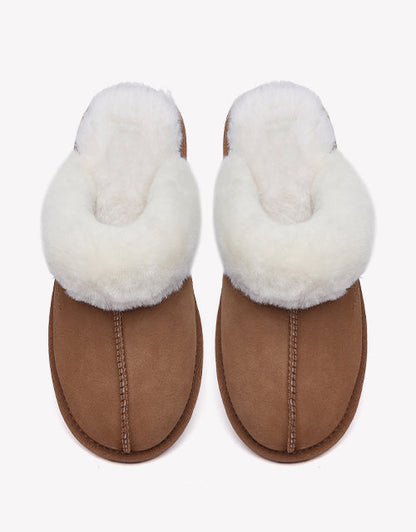 Australian Shepherd Premium Sheepskin Wool Unisex Scuff Ugg Slippers Rosa Water Resistant-Slippers-PEROZ Accessories