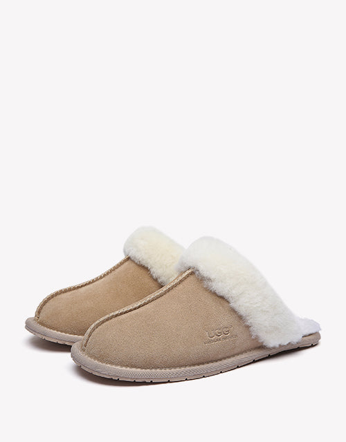 Australian Shepherd Premium Sheepskin Wool Unisex Scuff Ugg Slippers Rosa Water Resistant-Slippers-PEROZ Accessories