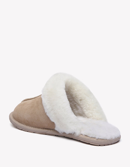 Australian Shepherd Premium Sheepskin Wool Unisex Scuff Ugg Slippers Rosa Water Resistant-Slippers-PEROZ Accessories