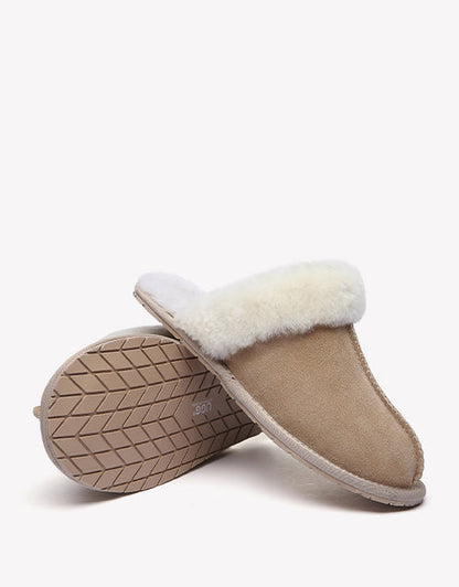 Australian Shepherd Premium Sheepskin Wool Unisex Scuff Ugg Slippers Rosa Water Resistant-Slippers-PEROZ Accessories