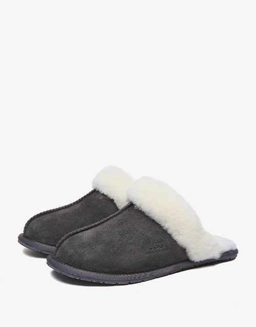 Australian Shepherd Premium Sheepskin Wool Unisex Scuff Ugg Slippers Rosa Water Resistant-Slippers-PEROZ Accessories