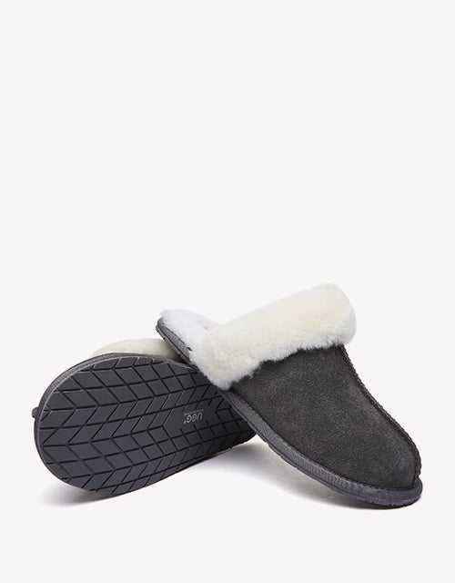 Australian Shepherd Premium Sheepskin Wool Unisex Scuff Ugg Slippers Rosa Water Resistant-Slippers-PEROZ Accessories