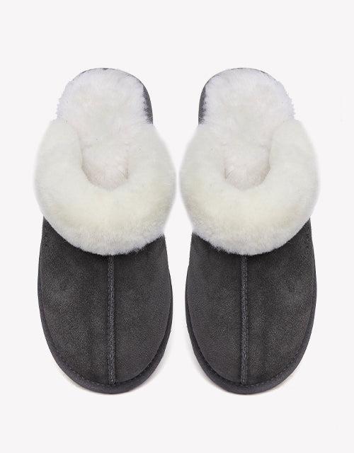 Australian Shepherd Premium Sheepskin Wool Unisex Scuff Ugg Slippers Rosa Water Resistant-Slippers-PEROZ Accessories