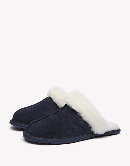 Australian Shepherd Premium Sheepskin Wool Unisex Scuff Ugg Slippers Rosa Water Resistant-Slippers-PEROZ Accessories