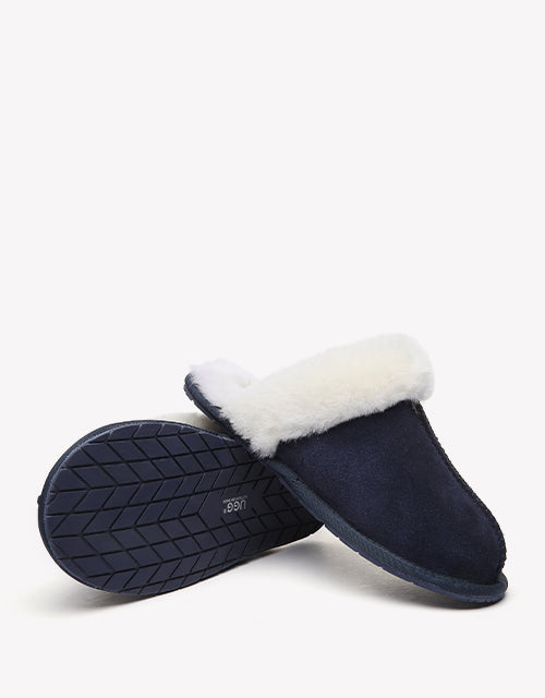 Australian Shepherd Premium Sheepskin Wool Unisex Scuff Ugg Slippers Rosa Water Resistant-Slippers-PEROZ Accessories