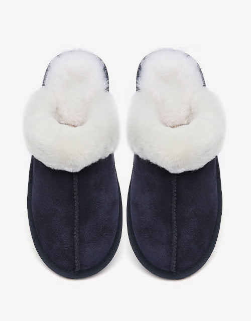 Australian Shepherd Premium Sheepskin Wool Unisex Scuff Ugg Slippers Rosa Water Resistant-Slippers-PEROZ Accessories