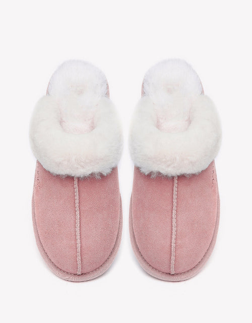 Australian Shepherd Premium Sheepskin Wool Unisex Scuff Ugg Slippers Rosa Water Resistant-Slippers-PEROZ Accessories