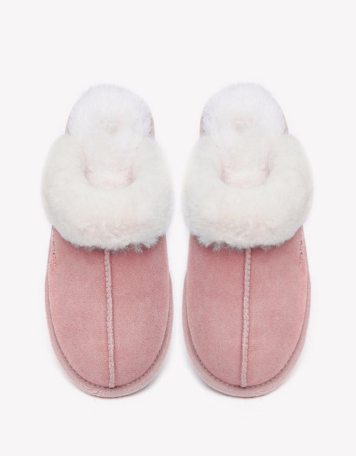 Australian Shepherd Premium Sheepskin Wool Unisex Scuff Ugg Slippers Rosa Water Resistant-Slippers-PEROZ Accessories