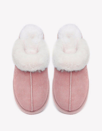 Australian Shepherd Premium Sheepskin Wool Unisex Scuff Ugg Slippers Rosa Water Resistant-Slippers-PEROZ Accessories