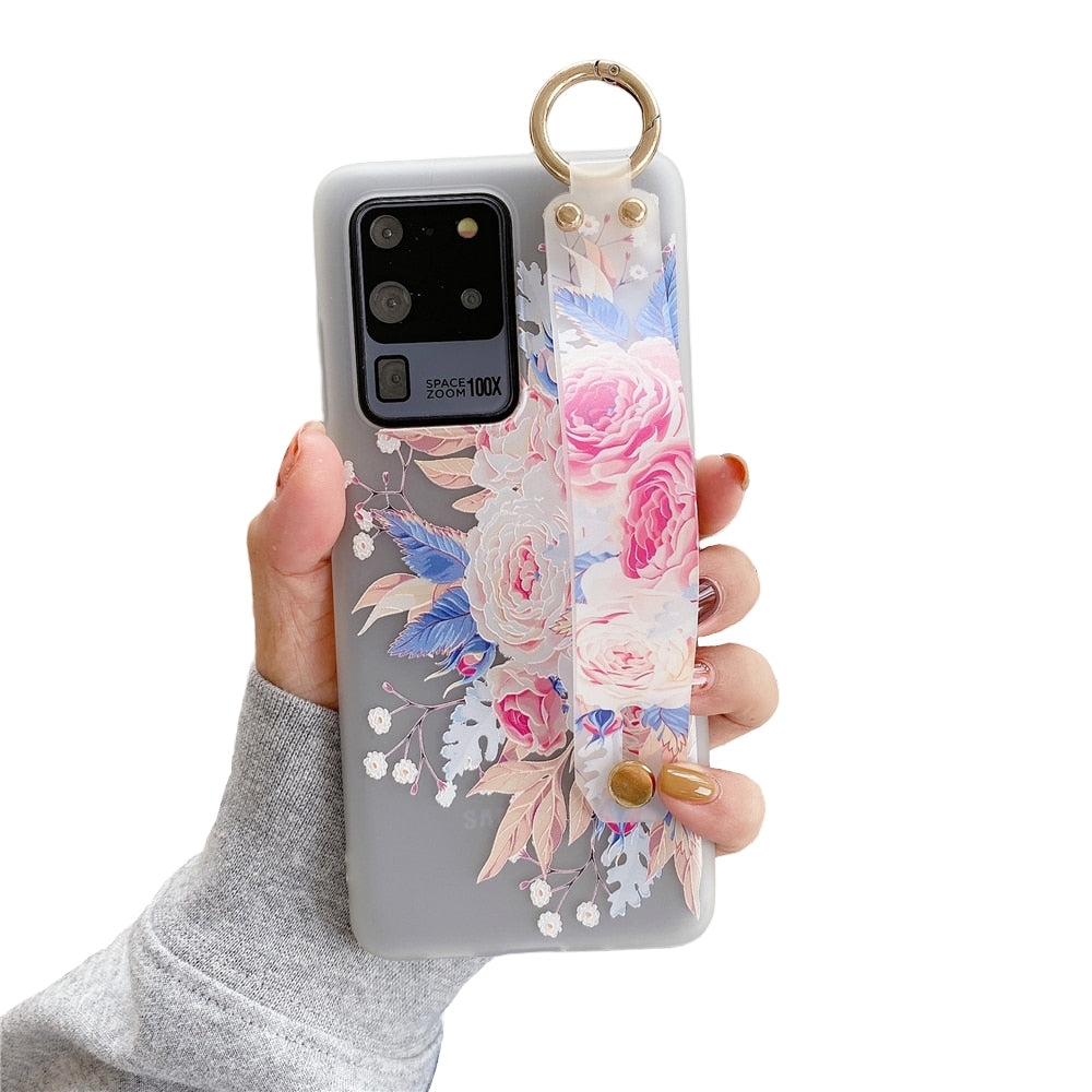 Anymob Samsung Rose Boquet Soft Silicon Wrist Strap Case Bag Shell Cover-Mobile Phone Cases-PEROZ Accessories