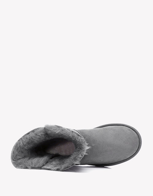 Australian Shepherd Sheepskin UGG Boots Short Button Water Resistant-Boots-PEROZ Accessories