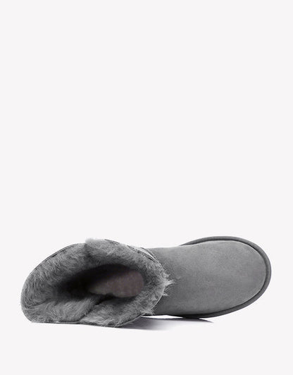 Australian Shepherd Sheepskin UGG Boots Short Button Water Resistant-Boots-PEROZ Accessories