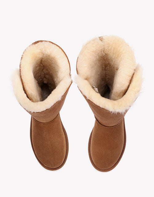 Australian Shepherd UGG Boots Australia Double Face Sheepskin Tall Triple Button Boots Water Resistant-Boots-PEROZ Accessories