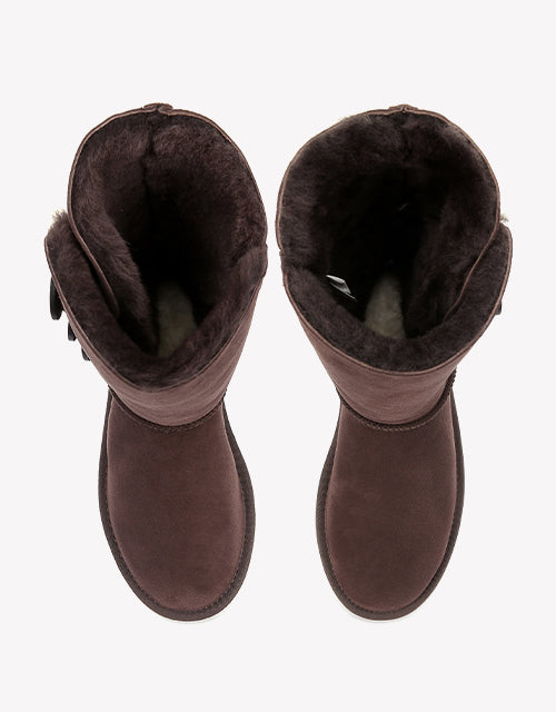 Australian Shepherd UGG Boots Australia Double Face Sheepskin Tall Triple Button Boots Water Resistant-Boots-PEROZ Accessories