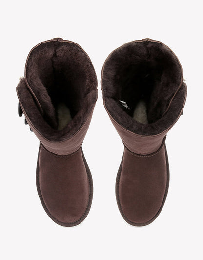 Australian Shepherd UGG Boots Australia Double Face Sheepskin Tall Triple Button Boots Water Resistant-Boots-PEROZ Accessories