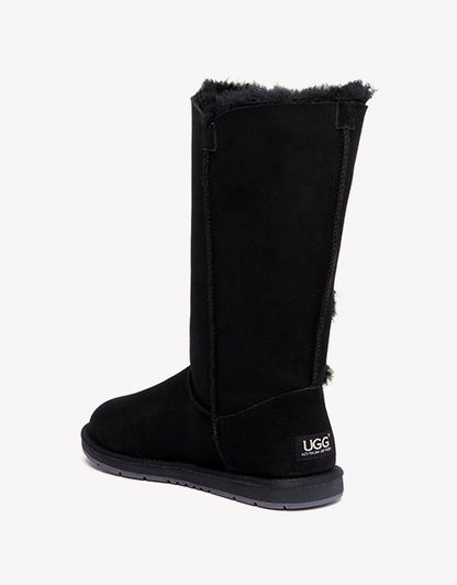 Australian Shepherd UGG Boots Australia Double Face Sheepskin Tall Triple Button Boots Water Resistant-Boots-PEROZ Accessories