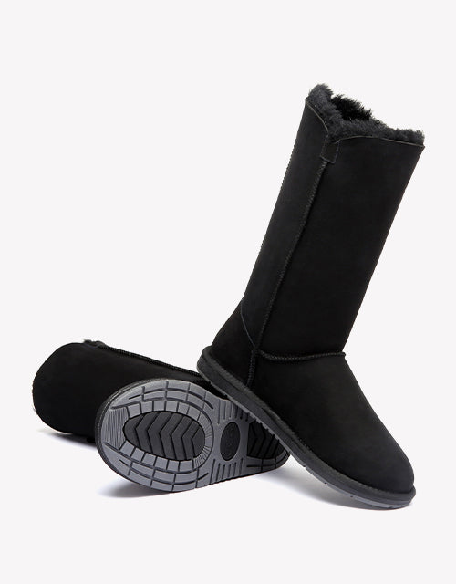 Australian Shepherd UGG Boots Australia Double Face Sheepskin Tall Triple Button Boots Water Resistant-Boots-PEROZ Accessories