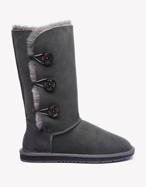 Australian Shepherd UGG Boots Australia Double Face Sheepskin Tall Triple Button Boots Water Resistant-Boots-PEROZ Accessories
