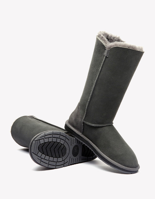 Australian Shepherd UGG Boots Australia Double Face Sheepskin Tall Triple Button Boots Water Resistant-Boots-PEROZ Accessories