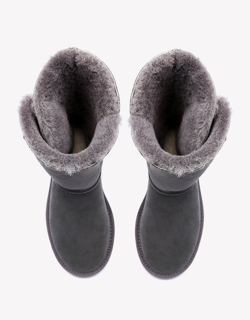 Australian Shepherd UGG Boots Australia Double Face Sheepskin Tall Triple Button Boots Water Resistant-Boots-PEROZ Accessories