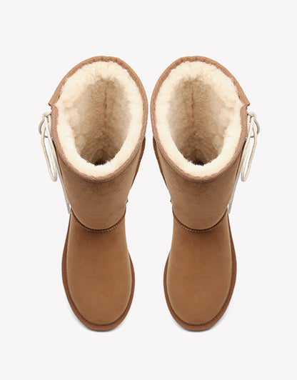 Australian Shepherd UGG Boots Australia Double Face Sheepskin Tall Side Lace Up Boots-Boots-PEROZ Accessories