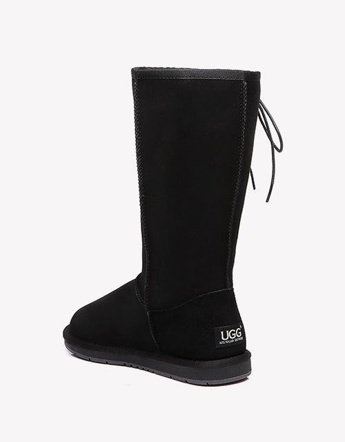Australian Shepherd UGG Boots Australia Double Face Sheepskin Tall Side Lace Up Boots-Boots-PEROZ Accessories