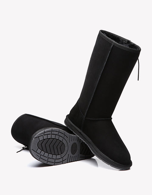 Australian Shepherd UGG Boots Australia Double Face Sheepskin Tall Side Lace Up Boots-Boots-PEROZ Accessories