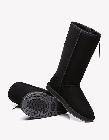Australian Shepherd UGG Boots Australia Double Face Sheepskin Tall Side Lace Up Boots-Boots-PEROZ Accessories