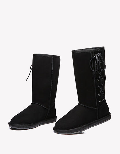 Australian Shepherd UGG Boots Australia Double Face Sheepskin Tall Side Lace Up Boots-Boots-PEROZ Accessories