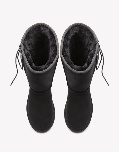 Australian Shepherd UGG Boots Australia Double Face Sheepskin Tall Side Lace Up Boots-Boots-PEROZ Accessories