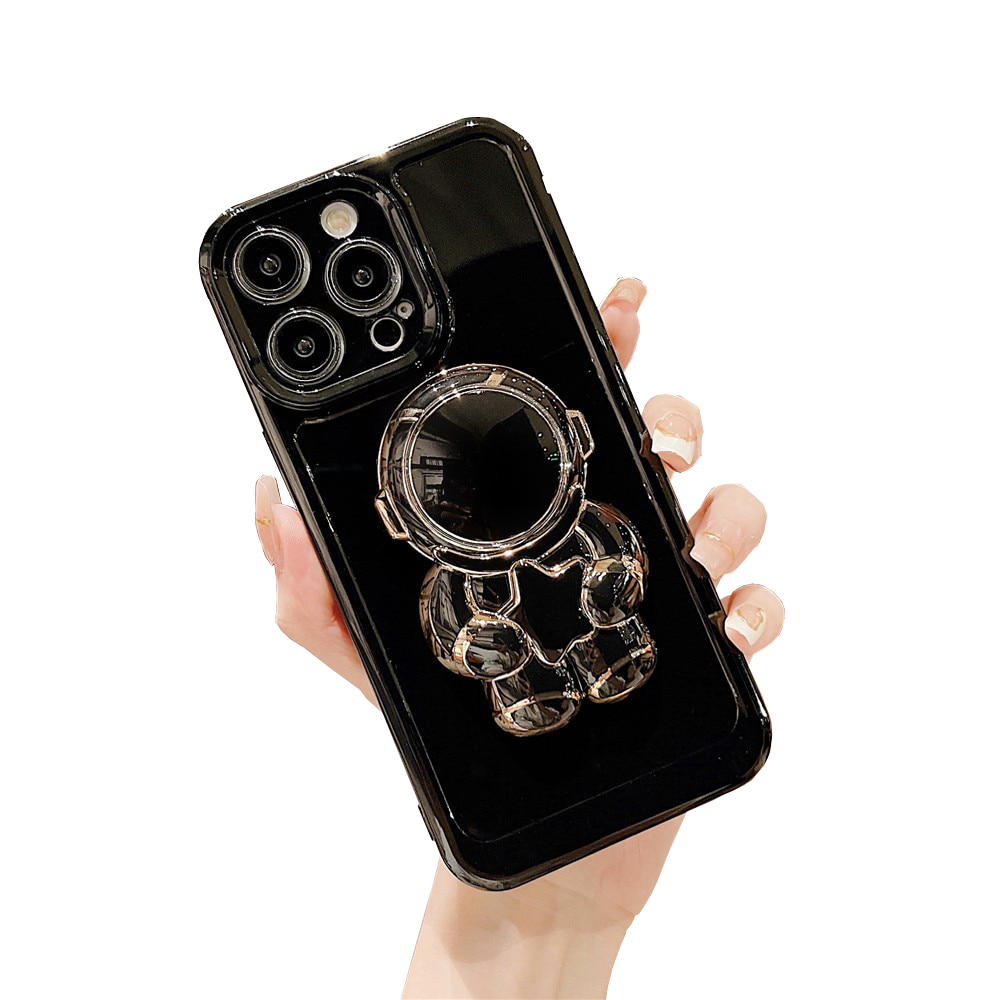 Anymob iPhone Astronaut Plating Stand Holder Phone Case For iPhone 13 14 Pro Max Soft Silicon Shockproof Cover-Mobile Phone Cases-PEROZ Accessories