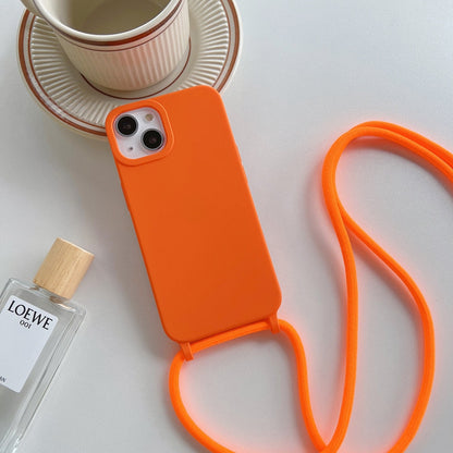 Anymob iPhone Case Orange Crossbody Necklace Strap Lanyard Cord Soft Silicone Cover-Mobile Phone Cases-PEROZ Accessories